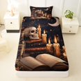 thumbnail image 3 of Castle Fairy Mystic Gothic Raven Skull Twin Sheets 3pcs,Starry Moon Floral Bedding,Dark Taupe,1 Fitted Sheet,1 Flat Sheet and 1 Pillowcase, 3 of 6