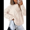 thumbnail image 4 of Suéteres de Cuello Redondo de Punto Extragrandes para Mujer Albaricoque S, 4 of 9