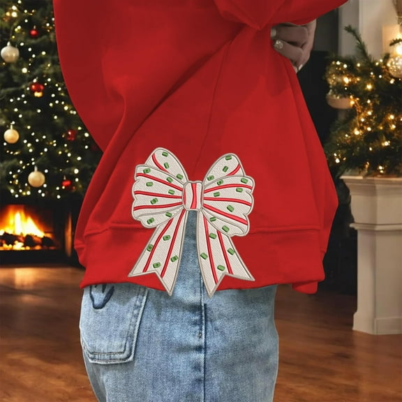 Christmas Tree Cake Side Bow Sparkle Coquette Side Bow Design, Christmas Machine Embroidery, Christmas Tree Sweatshirt Embroidery
