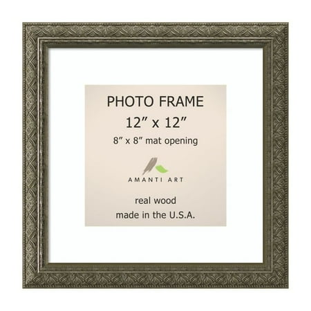 Amanti Art Barcelona Pewter Photo Frame 12x12, Matted to 8x8' 14 x 14-inch