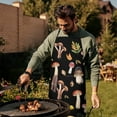 thumbnail image 4 of Brown Mushroom Leaf Black Pattern Apron-Garden Aprons for Women with Pockets-Cotton Linen Waterproof Kitchen Cooking Gardening Aprons Adjustable for Kitchen,Cooking,BBQ and Salon 33x27 Inch, 4 of 7