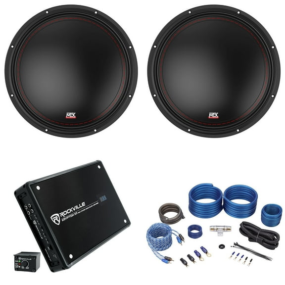 (2) MTX 3512-02 12" 1000w SVC 2-ohm Car Audio Subwoofers Mono Amplifier Amp Kit