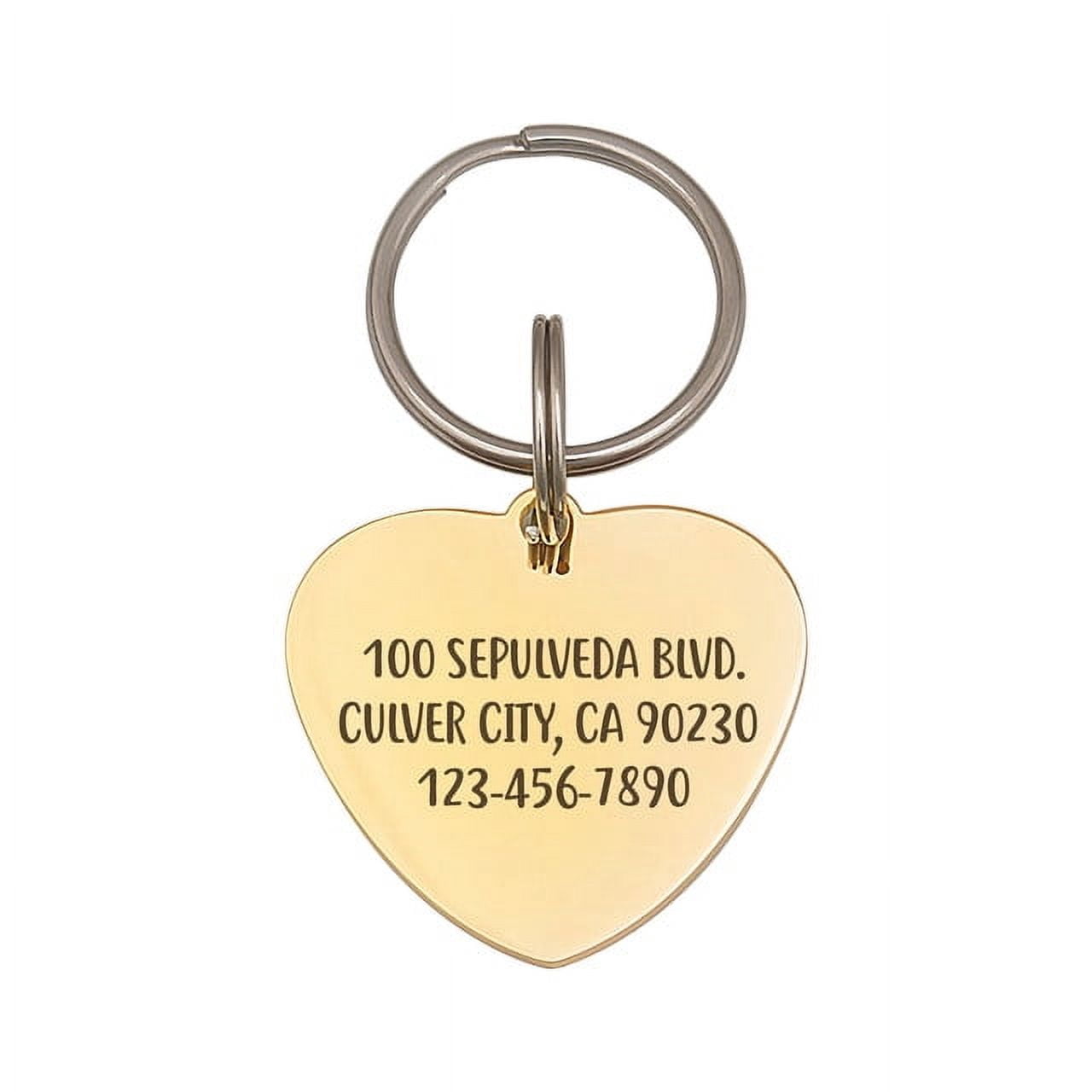 Anavia Stainless Steel Double Sided Heart Name - Frame Engraved Dog & Cat ID Tag, Gold, S