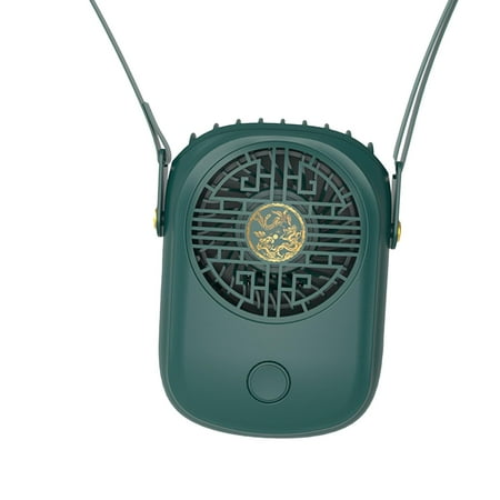 

Portable Desk Fan 3 Speeds Adjustment Lightweight Leafless Neck Hanging Fan Personal Fan for Fishing Home Office Hiking Travel Work Green