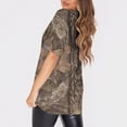 thumbnail image 4 of Ropa de trabajo de manga corta con cuello redondo y bolsillos para mujer, Tops estampados, Tops de verano para mujer, 4 of 7