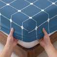 thumbnail image 3 of Queen Size Fitted Sheet Set - Blue Gingham 3 Piece Bedding Sets 16" Deep Pocket Fitted Sheet with 2 Pillowcases, Modern Minimalist Geometric Plaid Brushed Microfiber Hotel Luxury Bed Sheets, 3 of 9