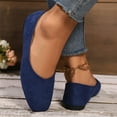 thumbnail image 5 of Womens Navy Blue Velvet Flats Square Toe Slip On Comfortable Loafers for Work Office Casual Shoes for Women Everyday,Size 39, 5 of 9