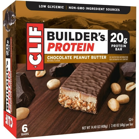 Clif Builder's Protein Bar, Chocolate Peanut Butter, 20g Protein, 6 Ct