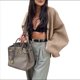 thumbnail image 1 of Chaqueta Corta de Mezcla de Lana para Mujer, de Larga, Cuello en V, Botones, Abrigo de Otoño con Bolsillos. Camello S, 1 of 7