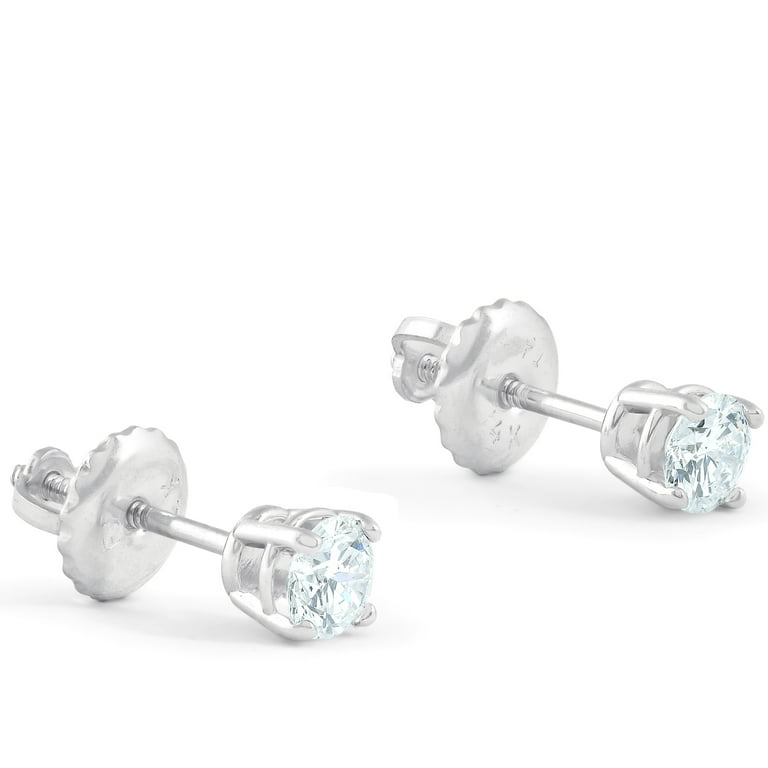 3/8 Ct TDW 14k White Gold Lab Created Diamond Studs Screw Back Earrings