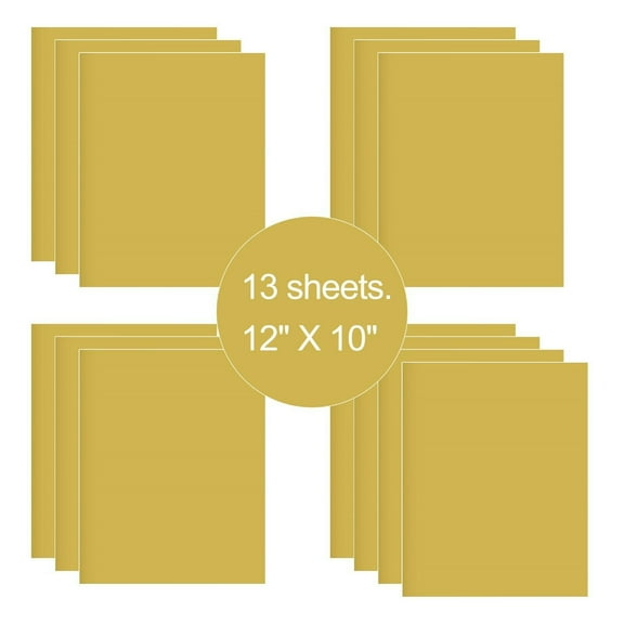13 Sheets Gold 12" x 10" Pre Cut HTV Iron On Heat Transfer Vinyl Paper for T-Shirts Cricut Silhouette