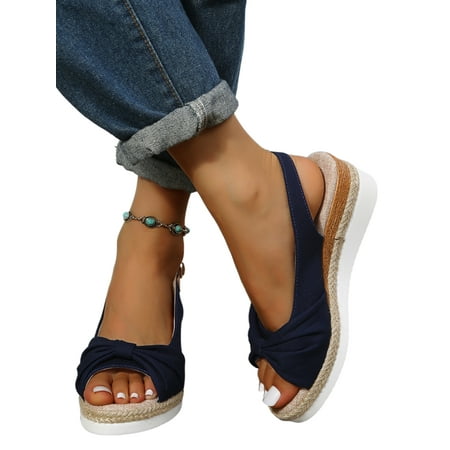

Colisha Womens Wedge Sandals Beach Slingback Ankle Strap Espadrilles Sandal Work Anti Slip Pumps Shoes Platform Blue 8