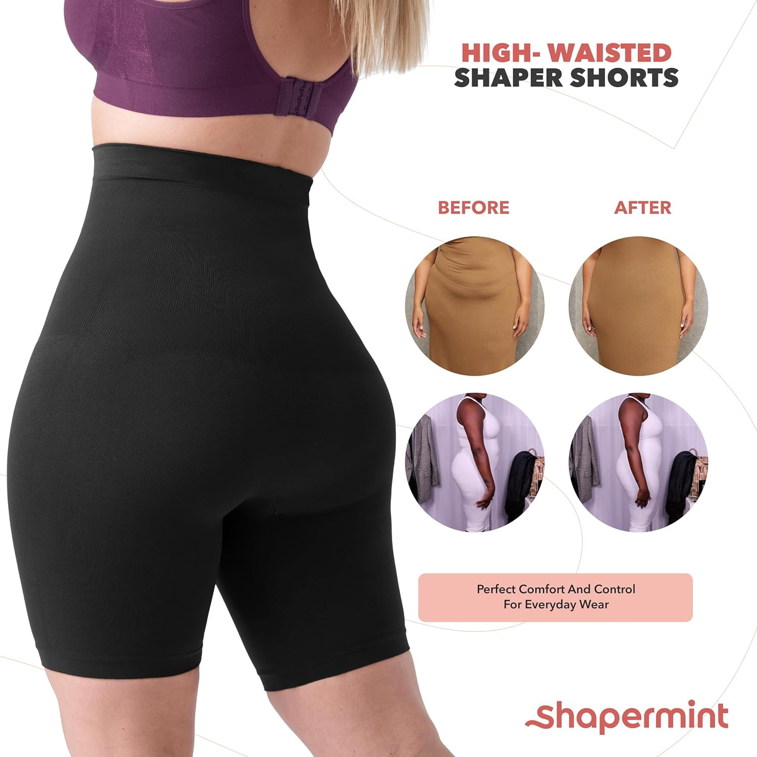 Shapermint Women's All Day Every Day High Waisted Shaper Shorts 