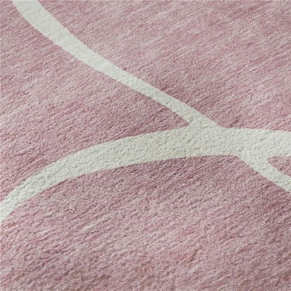 HomeRoots 678662 8 x 10 ft. Pink & Ivory Abstract Transitional Washable Machine Made Rectangle Area Rug with UV Protection