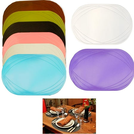 2 Piece Vinyl Placemat Kitchen Home Decor Table Protection Oval Round Mat New