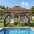 thumbnail image 4 of HOTEEL 13x13ft Pop-Up Gazebo Outdoor Canopy Tent with Adjustable Height, UV 50+ Sun Protection & Removable Mosquito Net - Waterproof Instant Shelter, Brown, 4 of 13