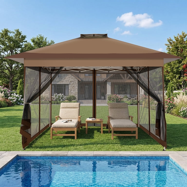 Hoteel Outdoor Sun Shade Canopy with Mosquito Net 11x11ft
