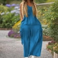 thumbnail image 3 of Wide Leg Jumpsuits for Women Solid Baggy Lace Up Sleeve Overall Rompers with Pockets Comfy Oversized Summer Attires, 3 of 6