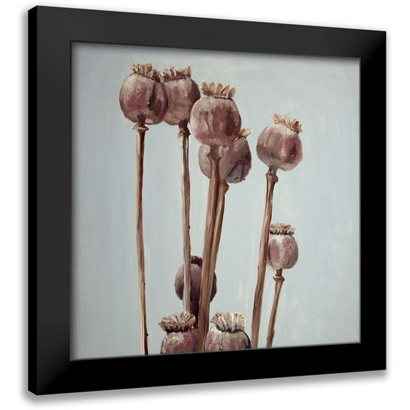 Atelier B Art Studio 12x12 Black Modern Framed Museum Art Print Titled - SEPIA POPPY HEAD PLANTS