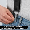 thumbnail image 3 of Men's 4 Clip Suspenders, X Back Hidden Work Suspenders with Hook Clips, Heavy Duty for Hikers Seniors Dress Pants(Khaki), 3 of 6