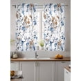 thumbnail image 2 of Blue Brown Spring Floral Curtains 45 Inch Length, Sheer Curtains for Bedroom Living Room Window Summer Botanical Art Rod Pocket Voile Drapes Kitchen Curtains Small Half Window 42"x45" 2 Panels, 2 of 6