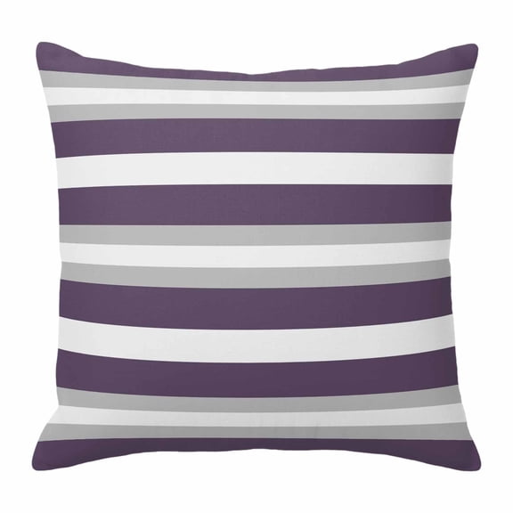 Throw Pillow Covers, Purple Grey Stripe 24x24 Pillow Covers for Couch/Sofa/Bed, Minimalist Farmhouse Striped Decorative Square Linen Cushion Pillowcase for Home Decor