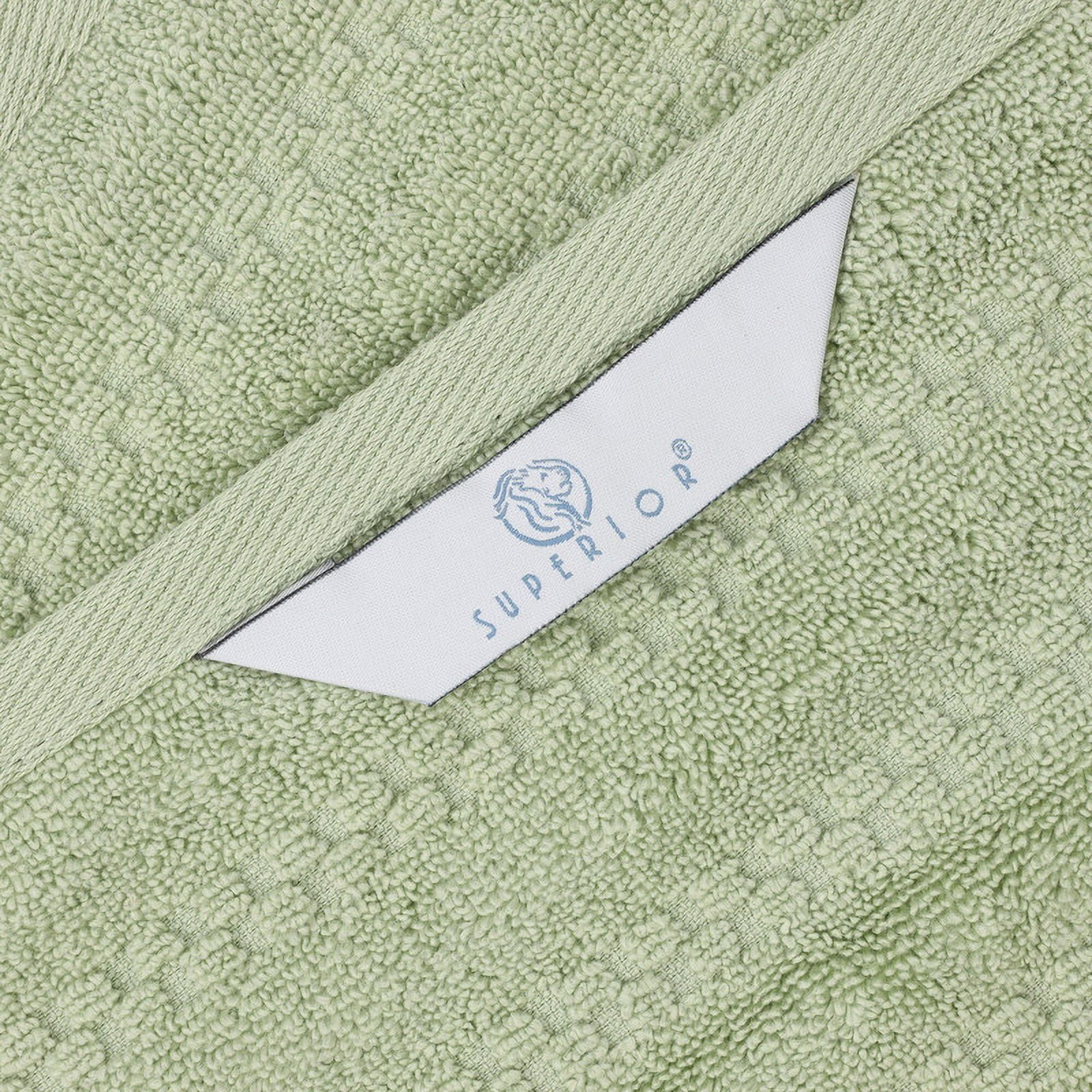 Superior Zuma Waffle Textured Stripes Zero Twist 6 Piece Towel Set, Green