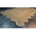 thumbnail image 2 of Hand Woven Farmhouse Jute Area Scalloped Rug Natural Scallop Pattern Jute Bohemian Base Off-White Trim Rug (Off-White, 2'6''x6'), 2 of 6