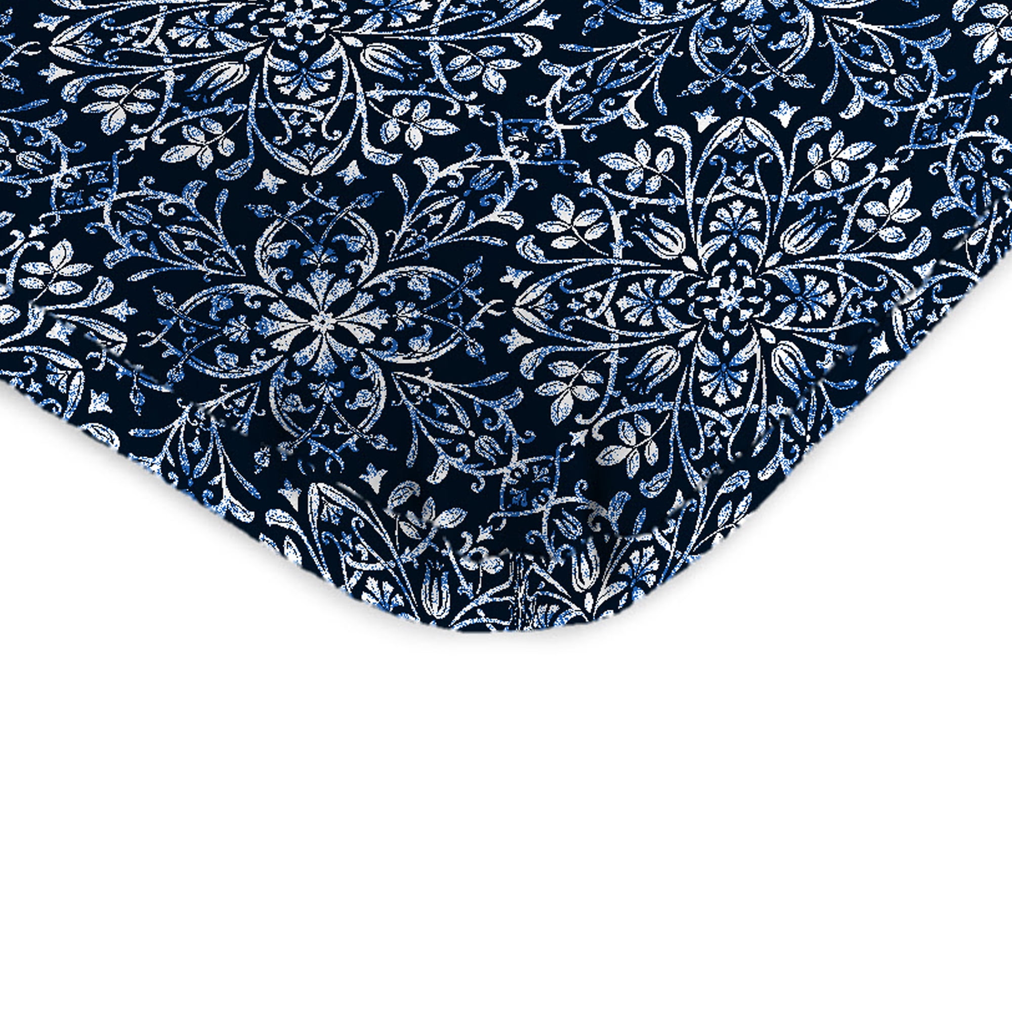 Jordan Manufacturing 45" x 22" Dresden Midnight Navy Damask Rectangular Outdoor Chair Cushion with Ties and Hanger Loop