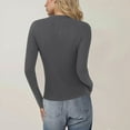 thumbnail image 4 of Women's Slim Sweater Long Sleeve Crewneck Button Down Solid Knitted Cardigan Tops Gray 2XL, 4 of 4