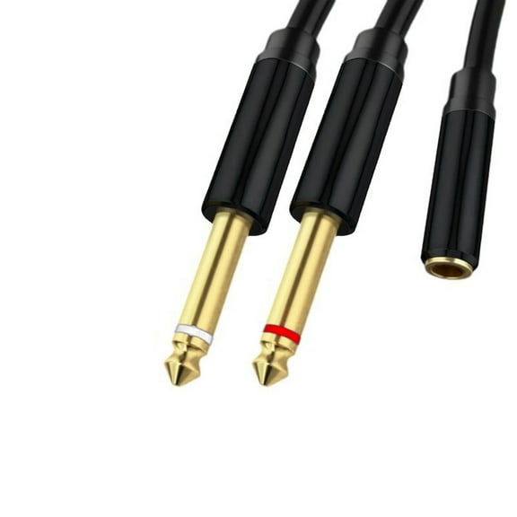 3.5mm 1/8 to Double 6.5mm 1/4inch Cable Splitter Stereo Cord Adapter for Computer Sound Card Speakers