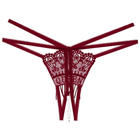 

IROINNID V-Sting Underwear For Women High-Cut Sexy Lace Lingerie Knitting Cutout Underpants Solid Color Panties