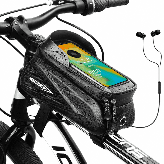 Top Tube Bike Bag, Frame Bag Waterproof Bicycle Mount Bags, Cycling Storage Pouch for Road Bikes and MTB, Accessories for Phones Under 6.7 inches