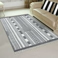 thumbnail image 2 of Casavani Tapis Géométrique en Coton Fait à la Main, Gris 10x18 Pi, 2 of 6