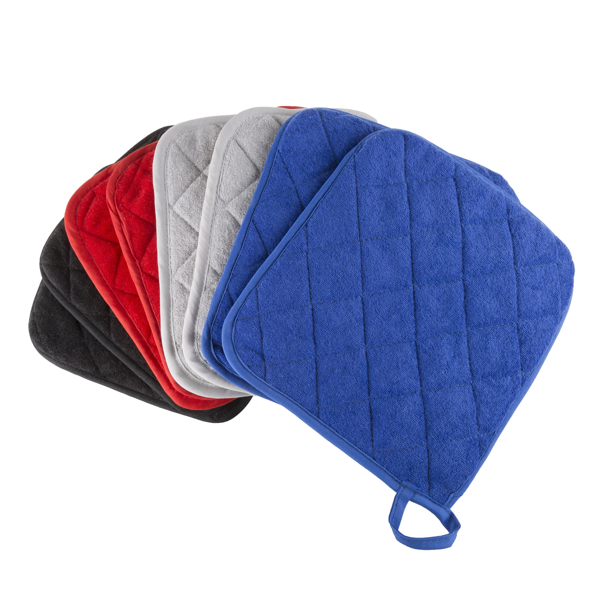 Pot Holder Set with Silicone Grip, Quilted and Heat Resistant (Set of 2) by Somerset Home