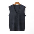 thumbnail image 4 of Kureaily Men's Wool Blend V Neck Knit Cardigan Vest Wool Sweater Colour Blocking Casual Versatile Sleeveless Shirt Vest, 4 of 5
