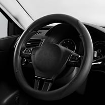 Auto Drive 1Piece Leather Perforated Black Steering Wheel Cover - Universal Fit, 24SWC238
