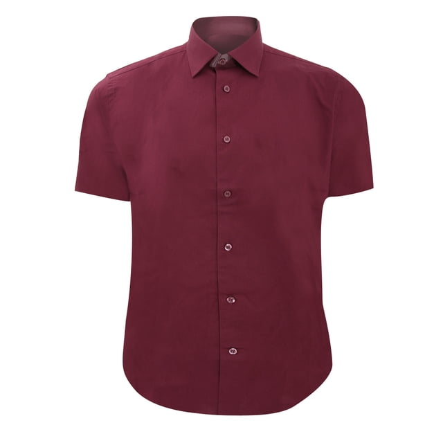 Russell Collection Chemise Ajustée à Manches Courtes Facile d'Entretien pour Hommes
