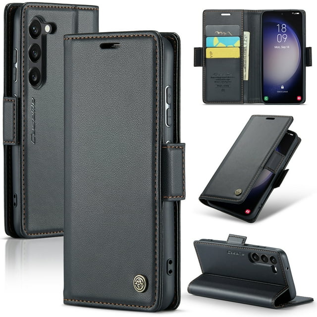 CaseMe Funda de Cuero para Samsung Galaxy S23+ 5G con Bloqueo RFID, para Samsung Galaxy S23+ Funda para Mujer y Hombre, Tarjetero con Cierre Magnético, Funda Tipo Folio para Samsung Galaxy S23+ 5G
