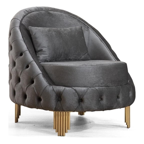Vanessa Tufted Upholstery Chair finished with Velvet Fabric in Gray
