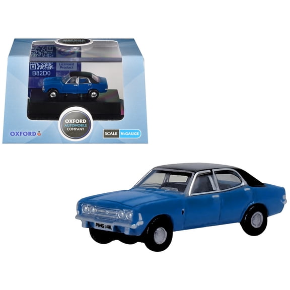 Ford Cortina MKIII RHD (Right Hand Drive) Electric Monza Blue with Black Top 1/148 (N) Scale Diecast Model Car by Oxford Diecast