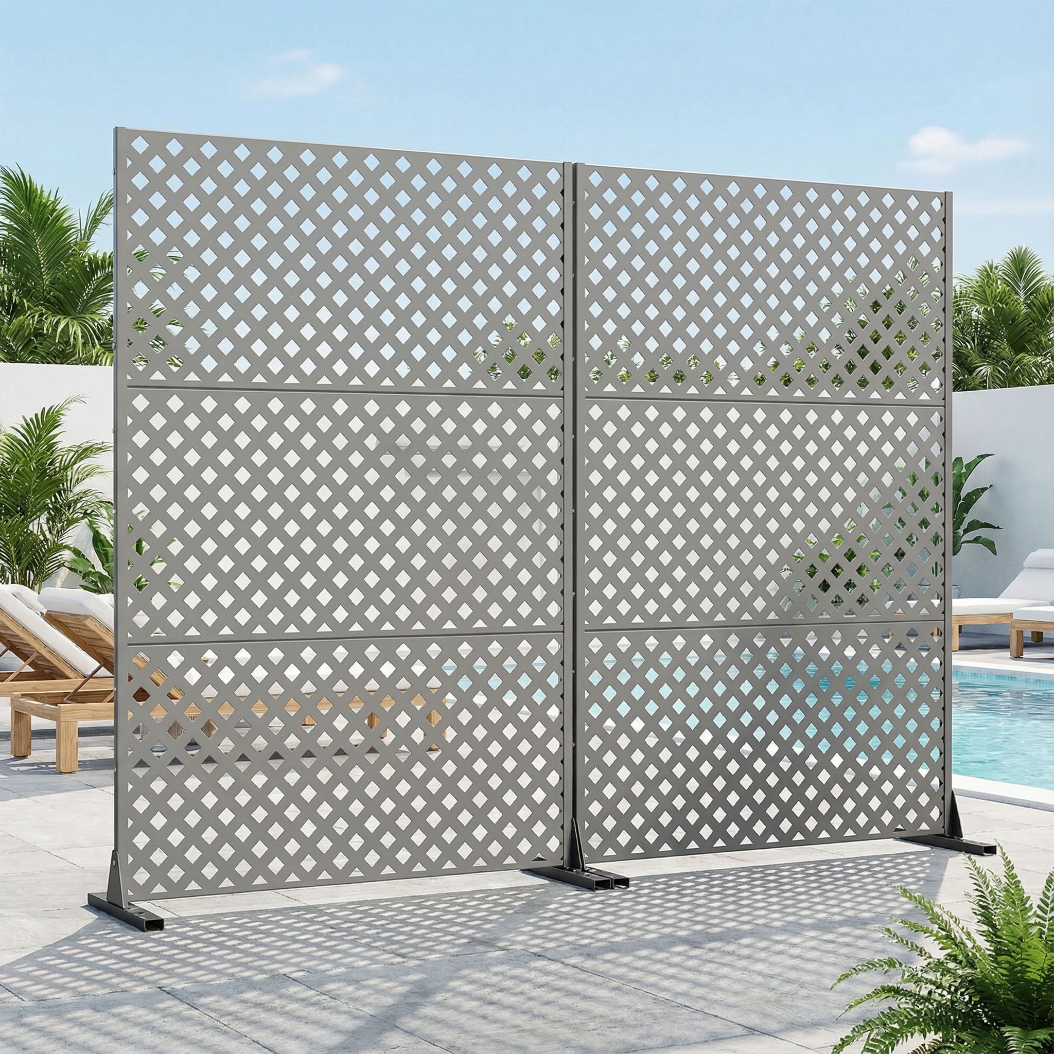 MAYEERTY 3 Panels Outdoor Privacy Screen, Metal Decorative Privacy Fence,2 pcs Privacy Panel for Patio, Balcony, Backyard, Garden