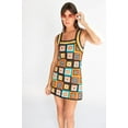 thumbnail image 2 of Crochet Granny Square Mini Dress - Retro Boho Chic Handmade Sundress, 2 of 4