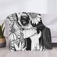 thumbnail image 3 of Disketp Floral Sugar Skull Portrait Flannel Blankets - Thick and Warm Blanket for Winter, Soft Fuzzy Plush King Blanket for All Seasons-40"x30", 3 of 6