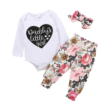 

Binmer Newborn Infant Baby Girls Valentine Heart Print Romper Bodysuit+Floral Pants Set