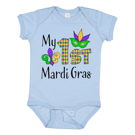 

Inktastic My 1st Mardi Gras with Mask Gift Baby Boy or Baby Girl Bodysuit
