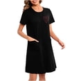 thumbnail image 5 of Naittoop Women Zipper Robes with Pocket Short Sleeve Crew Neck Gowns Lightweight Soft Stretch Gown 2025 Zip Up Sleepwear, 5 of 5
