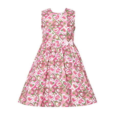 

Toddler Kids Girls Dress Love Hearts Printed Sleeveless O-Neck Collision Love Round Princess Party Wedding Sundress Soft Stylish Dresses