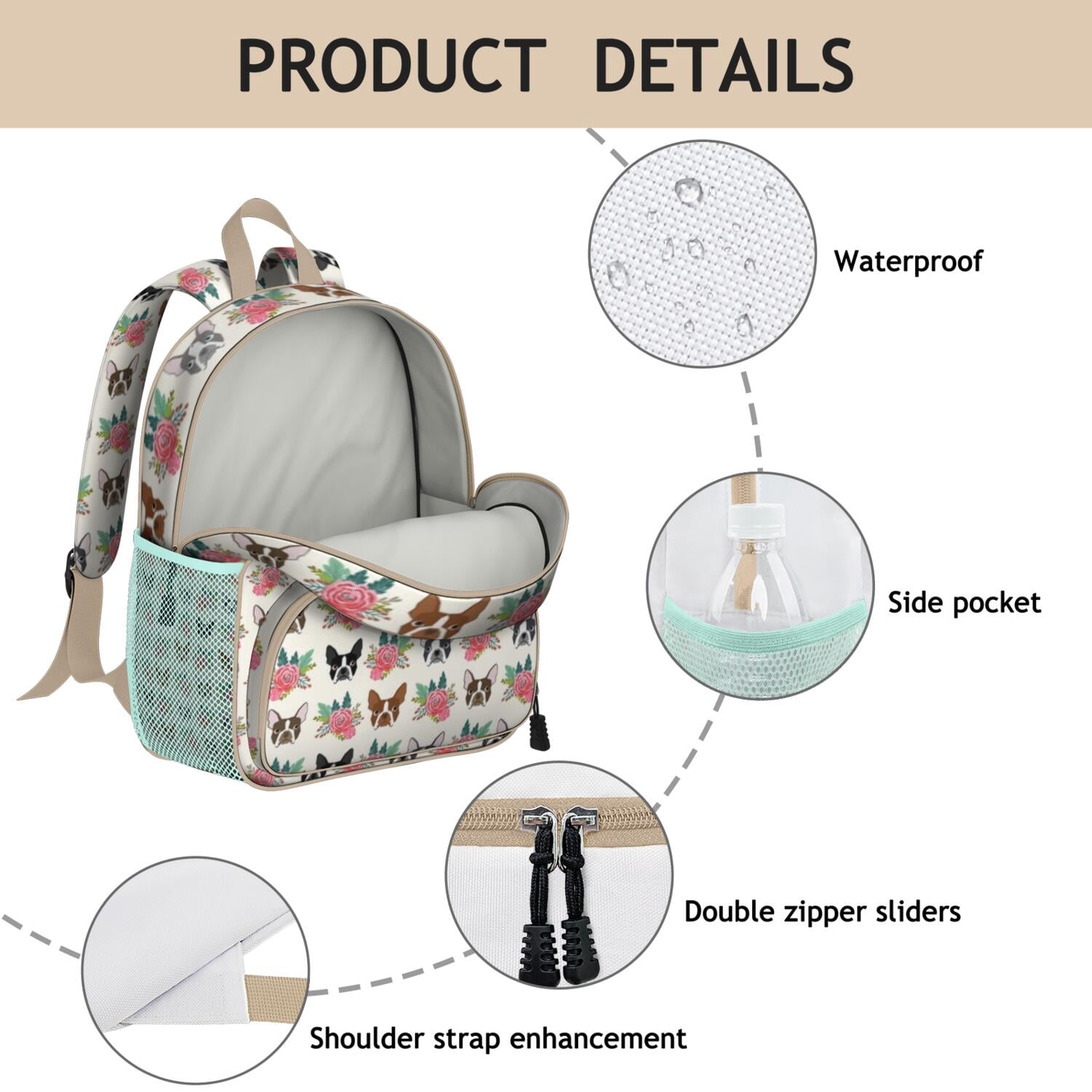 Retro Aesthetic Earthy Vintage Fashion Durable Waterproof Student Backpack