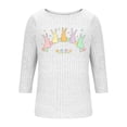thumbnail image 5 of Mifsaly Ribbed Knit Easter Shirts for Women Cute Bunny and Egg Print Tshirts Loose Tunic 3/4 Sleeve Tops Textured Relaxed Festival Basic Tee M, 5 of 7